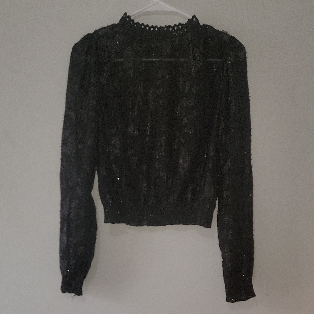 Chic Black Lace Women's Blouse